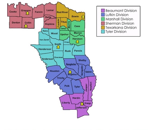 map of the united states district court of the eastern district of texas 75