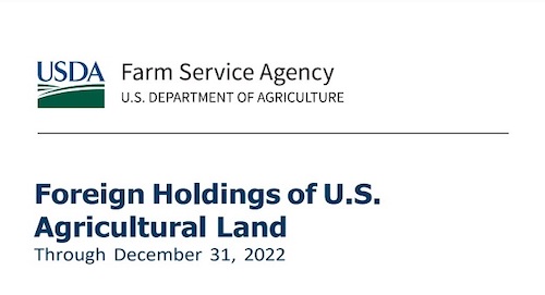 usda report of foreign holdings of u s agricultural land through december 31 2022 60